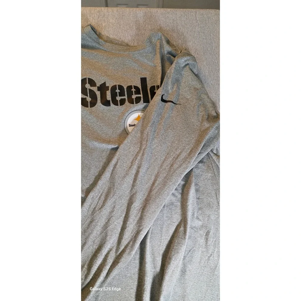 Nike NFL Pittsburgh Steelers Mens XL Gray Dri-FIT Long Sleeve Shirt Performance